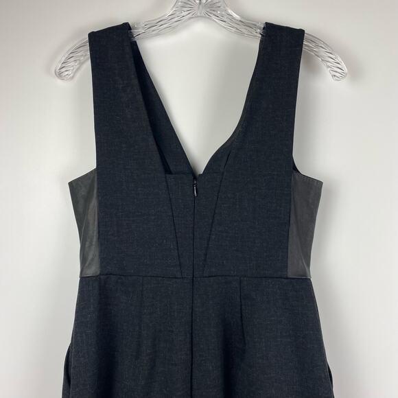 Madewell Ponte V-Neck Dress Leather Charcoal Gray Women’s Size 2 - Picture 9 of 12
